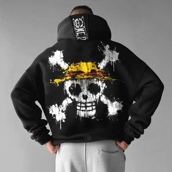 Street Anime Skull Print Hoodie - Wayrates.com 