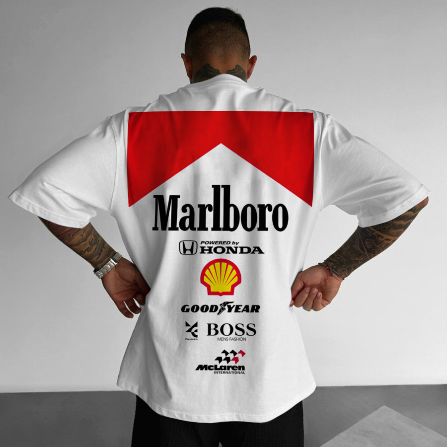 

Oversized Hoodie Racing Graphic Print T-shirt