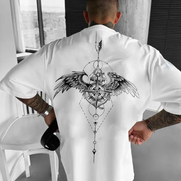 Wings Linear Printed Loose T-shirt Only TWD926 - Wayrates.com 