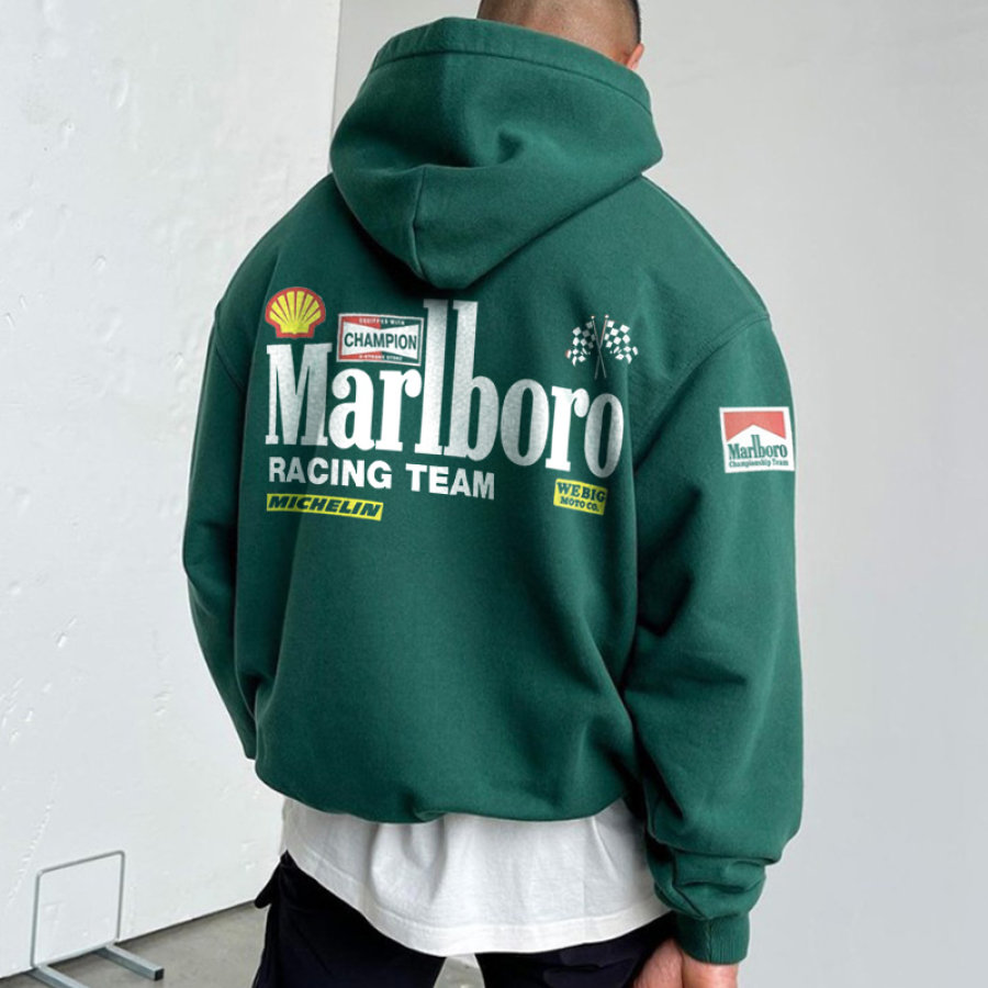 

Men's Oversized Hoodie Racing Graphic Print Pocket Comfort Hooded Sweatshirt Green