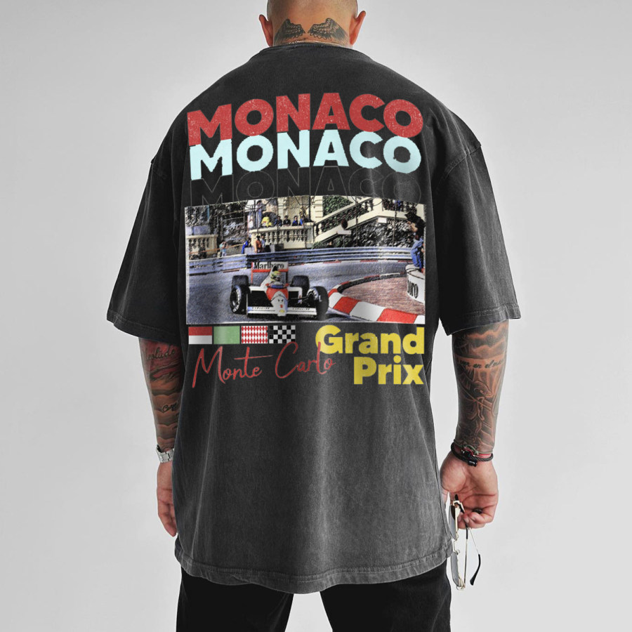 

Racing Retro Printed Loose T-shirt
