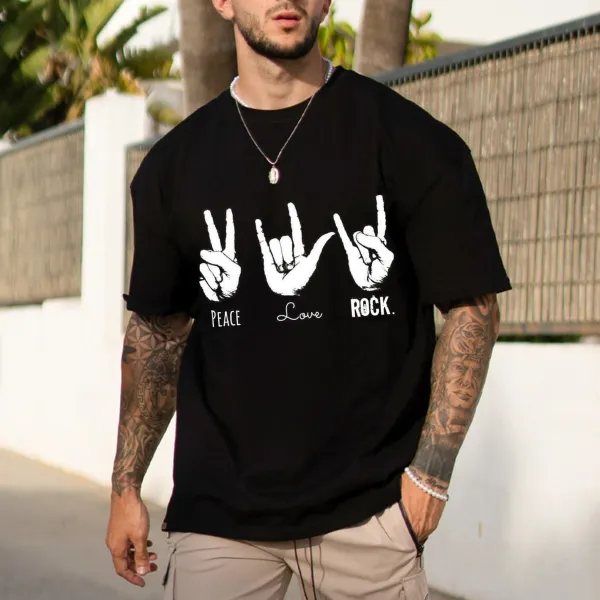 Trendy Personality Rock Gesture Men's Street T-shirt - Wayrates.com 