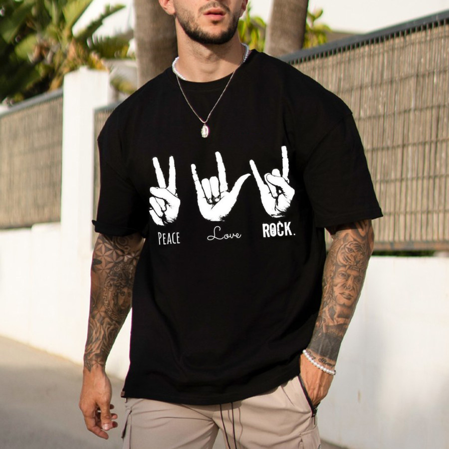 

Trendy Personality Rock Gesture Men's Street T-shirt