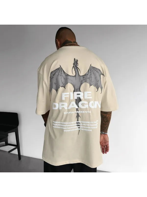 Unisex Casual Fire Dragon Tee - Ootdmw.com 