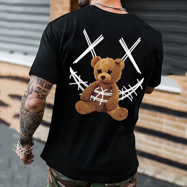 Men's Streetwear Graphic Printed Toy Bear Crew Neck Tee - Wayrates.com 