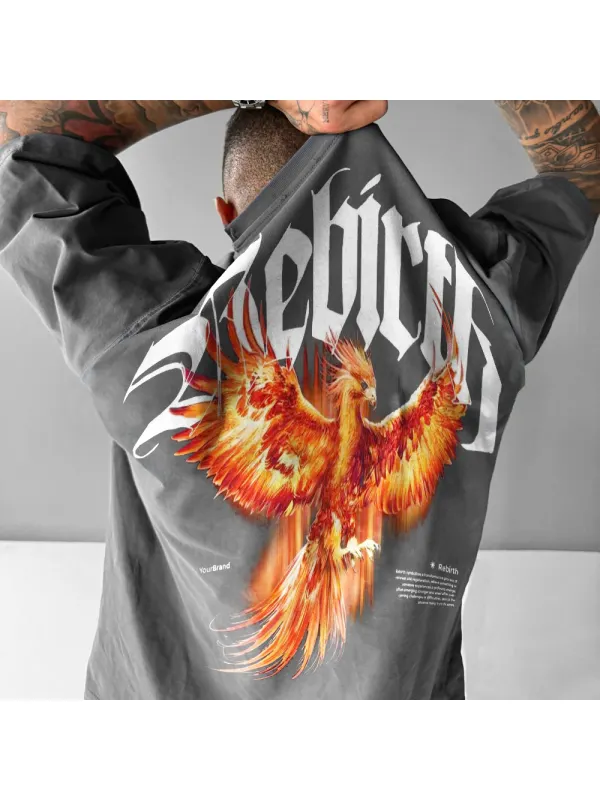 Phoenix Letter Printed Loose T-shirt - Aptkoi.com 