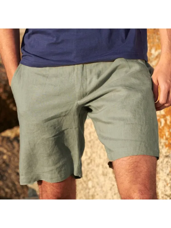 Linen Textured Holiday Casual Men's Shorts - Ininrubyclub.com 