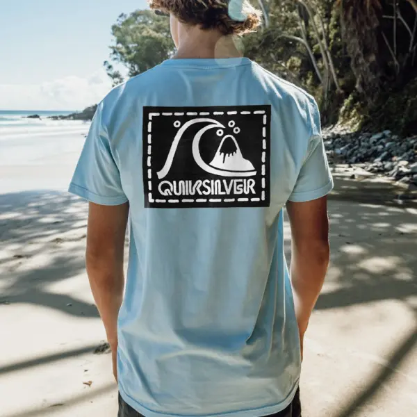 Men's Vintage 90s Quiksilver Surf Beach Short Sleeve T-Shirt - Wayrates.com 