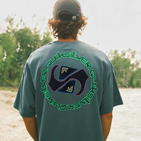 Men's Vintage 90s Quiksilver Surf Short Sleeve Beach Casual T-Shirt - Wayrates.com 