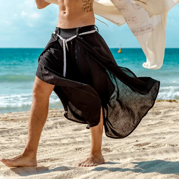 Men's Comfortable Cotton Linen Elastic Waist Casual Pants - Wayrates.com 