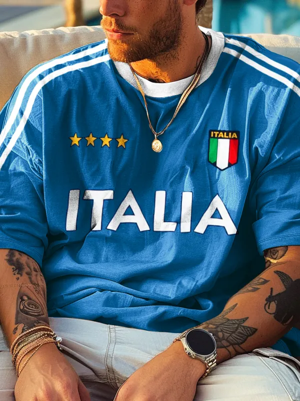 Unisex Retro Italian Football Oversized T-Shirt - Menbarn.com 