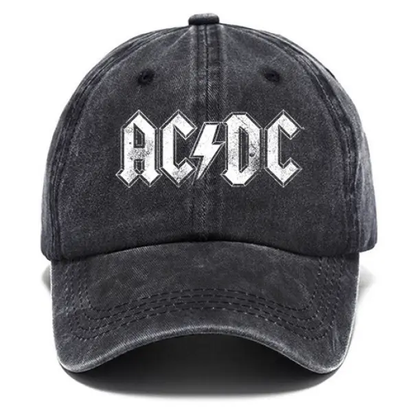 Washed Cotton Sun Hat Vintage ACDC Rock Band Outdoor Casual Cap - Wayrates.com 