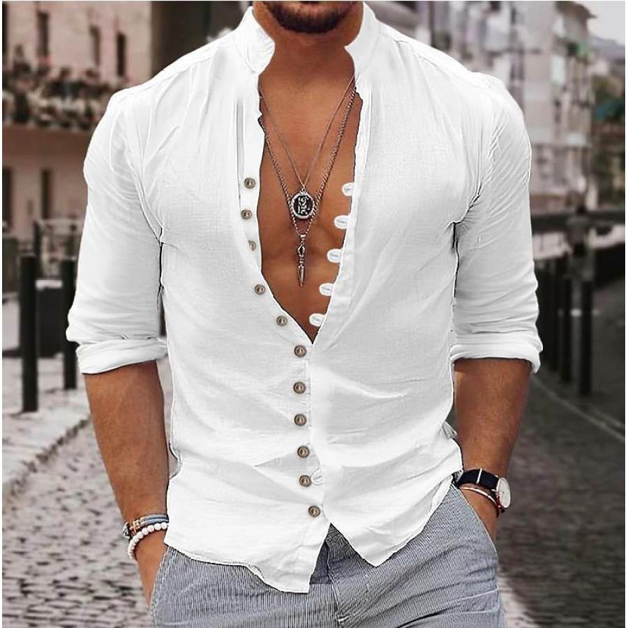 Cotton And Linen Casual Button Shirt