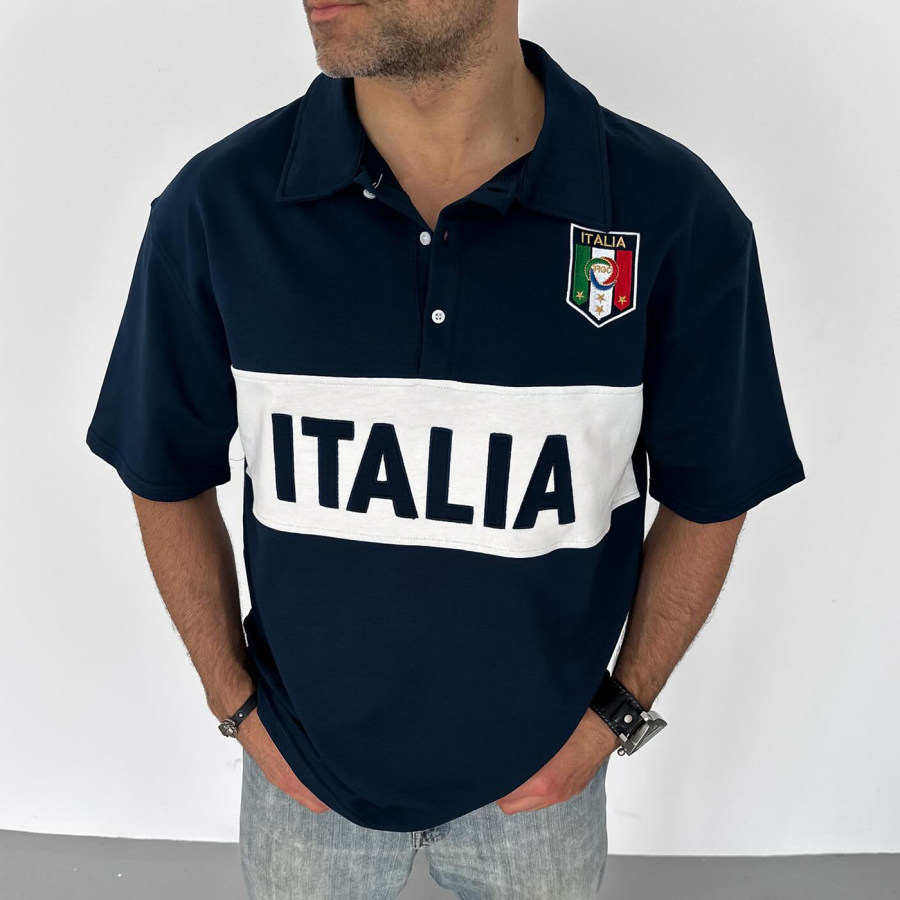 

Italy National Football Team Print Polo Shirt