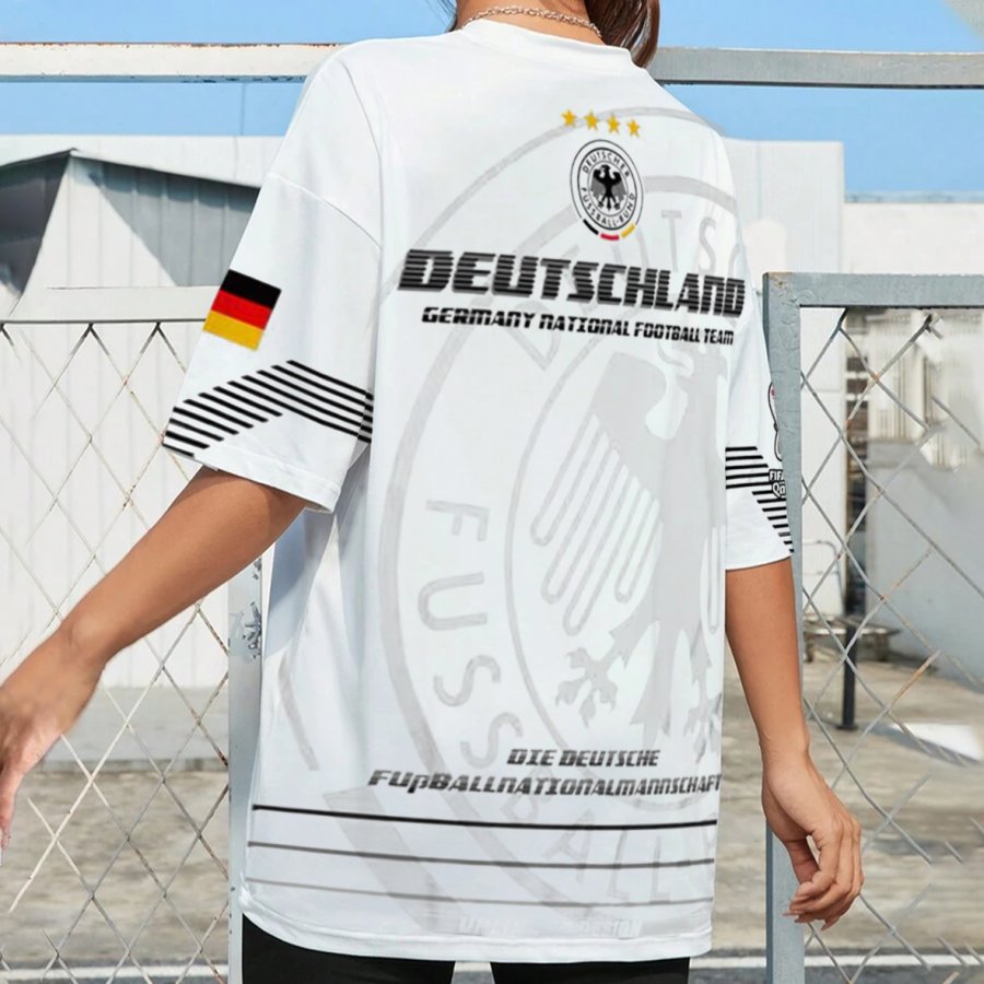 

Women's Football Race 2024 Germany Loose Short Sleeve Oversized T-Shirt