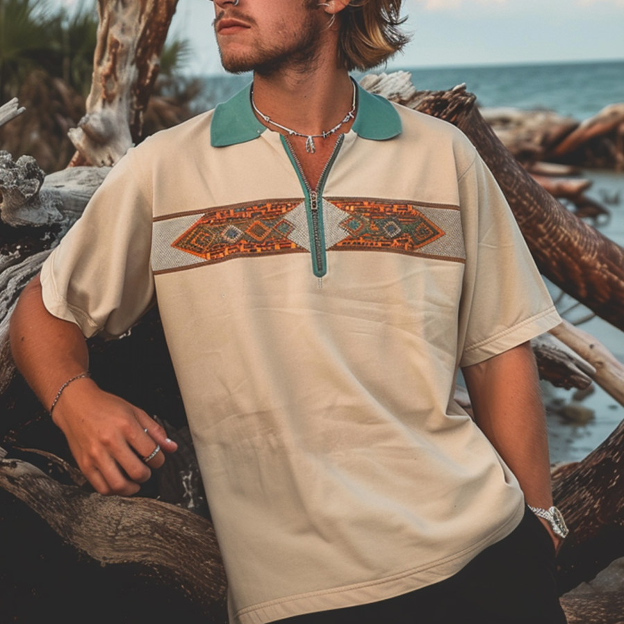 

Unisex Vintage Aztec Holiday Polo Shirt