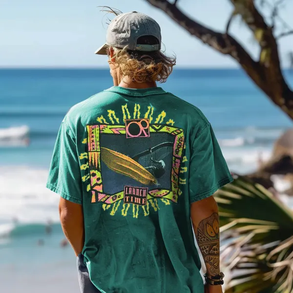 Men's Retro Surfing Printed T-shirt - Wayrates.com 