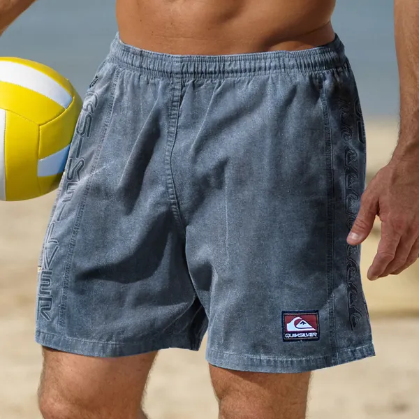 Vintage Men's Quicksilver Print Surf Shorts Holiday Casual Beach Shorts - Wayrates.com 