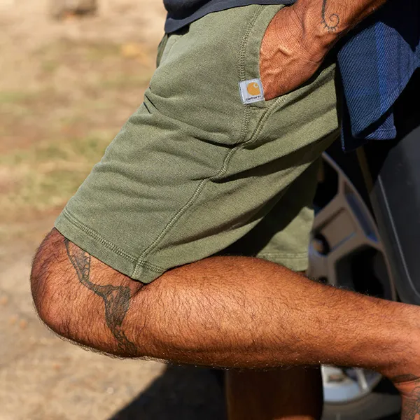 Men's Outdoor Carhartt Sweatshorts Casual Drawstring Zip Pocket Light Green Track Short - Cotosen.com