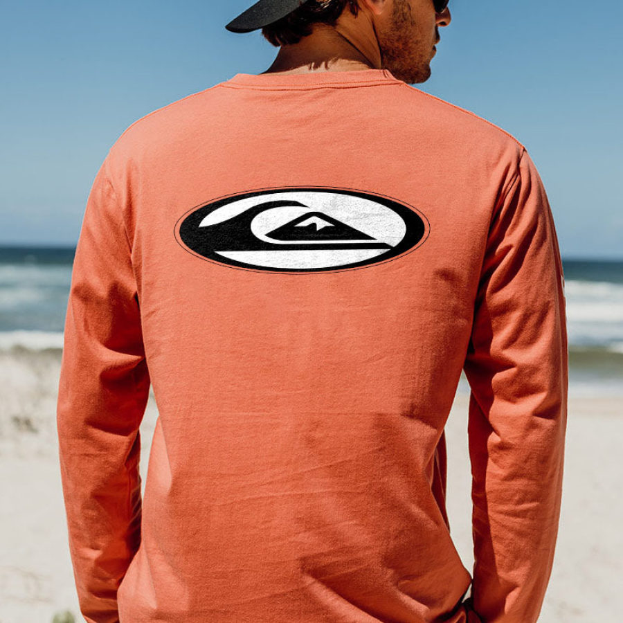 

Men's T-Shirt Long Sleeve Vintage Surf Casual Outdoor Daily Tops Coral