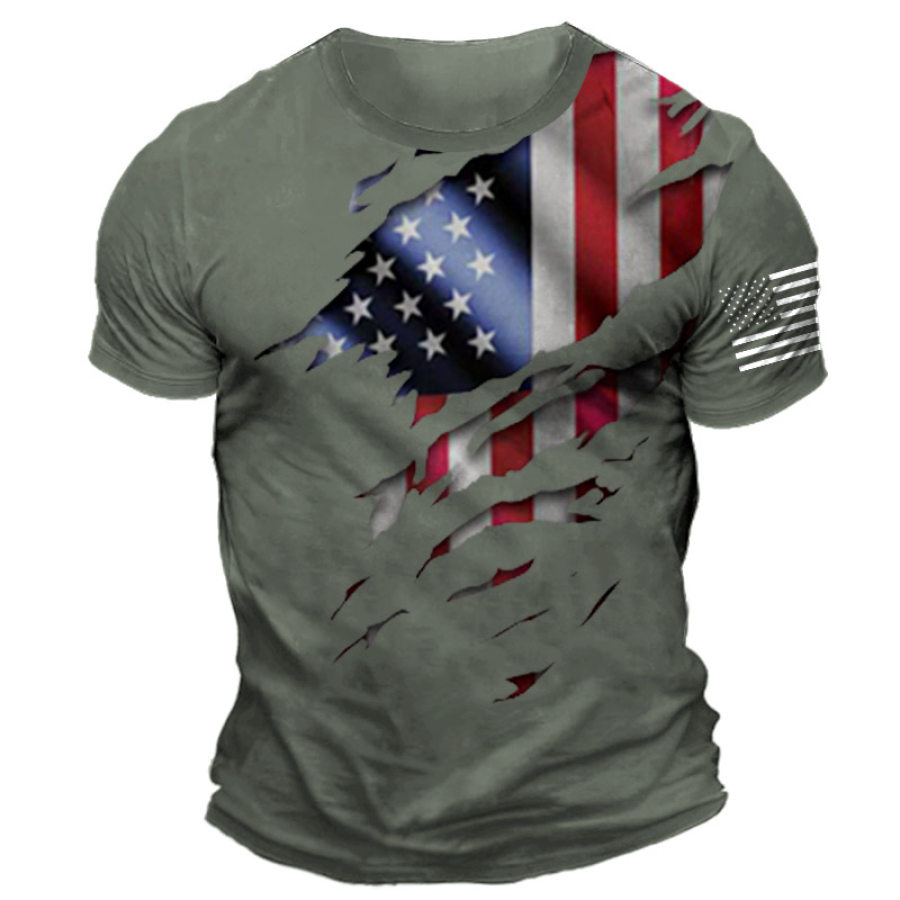

Men's American Flag Print Daily Short Sleeve Crew Neck T-Shirt