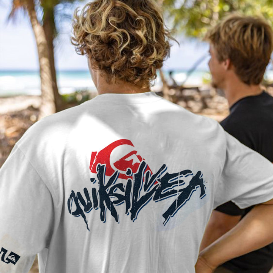 

Oversized Men's Vintage Surf Print Casual T-Shirt