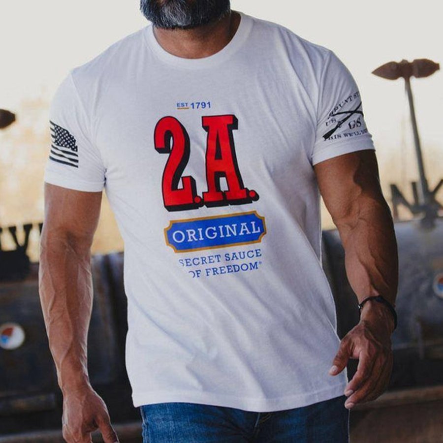 

Men's Vintage American Flag Print Daily Short Sleeve Crew Neck T-Shirt