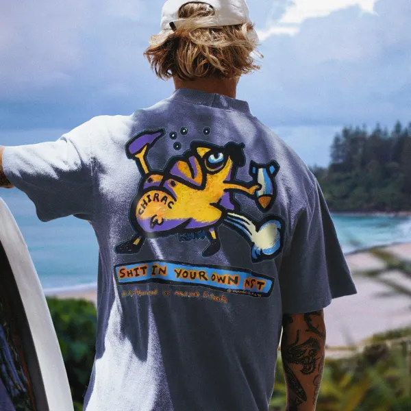 Retro Fun Surfing Printed T-shirt Only BRL126,89 - Wayrates.com 