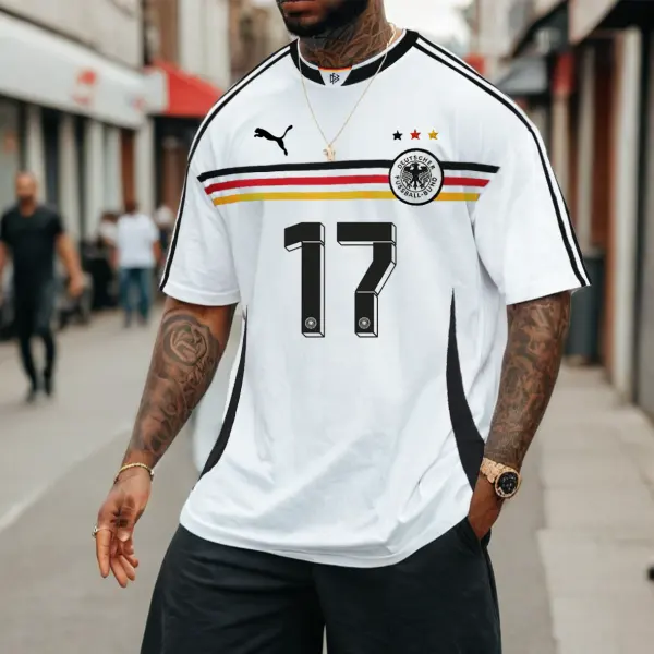 Men's Football Race 2024 Germany Loose Short Sleeve Oversized T-Shirt - Spiretime.com 