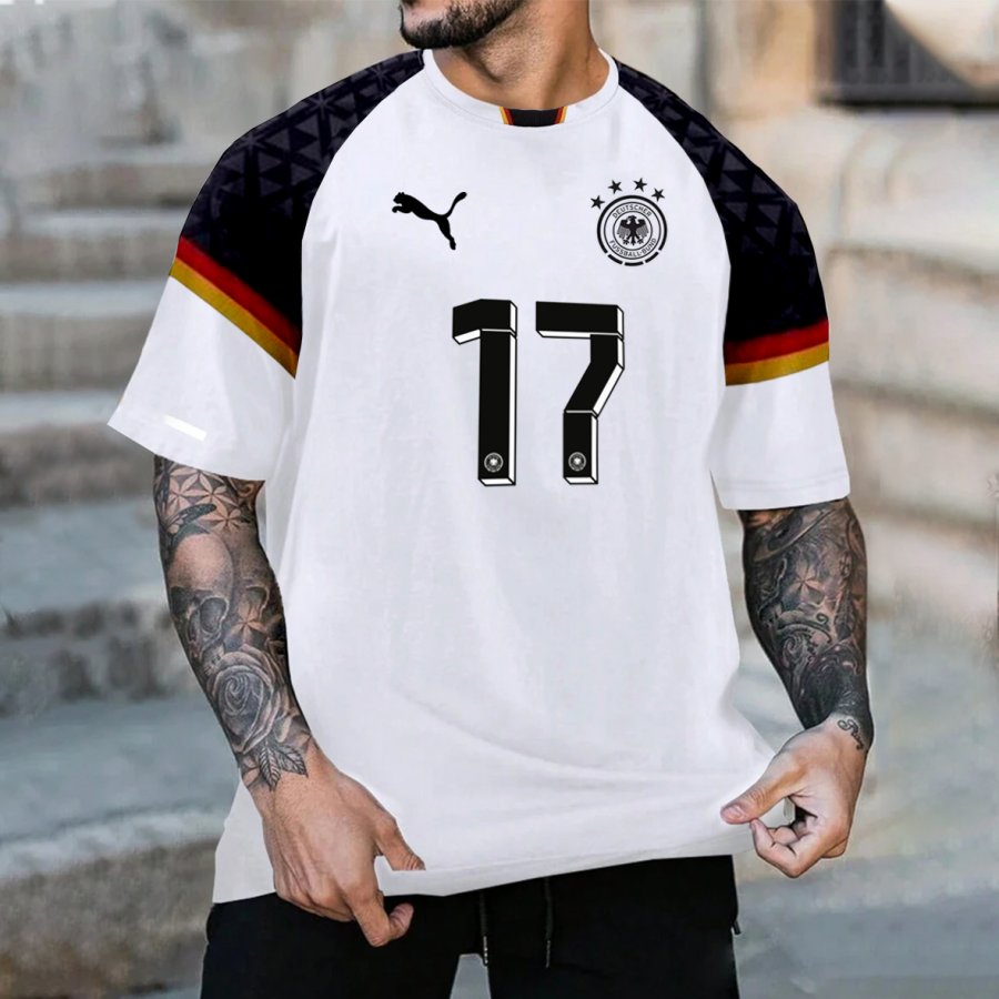 

Men's Football Race 2024 WIRTE No. 17 Germany Loose Short Sleeve Oversized T-Shirt