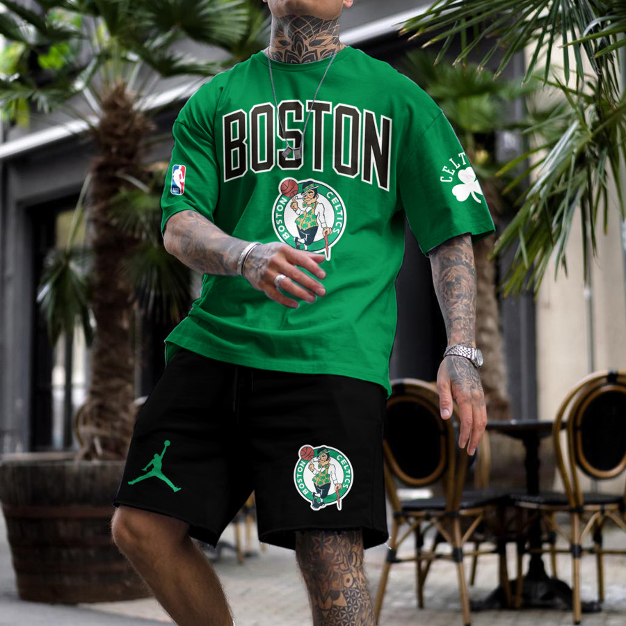 

Unisex Casual Basketball Print Jersey Athletic Short Sleeve Shorts Set