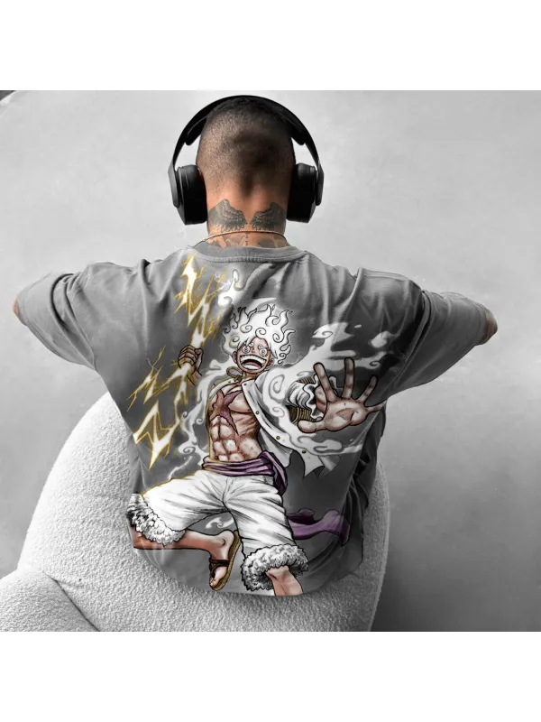 Oversized Casual Anime Print T-shirt - Aptkoi.com 