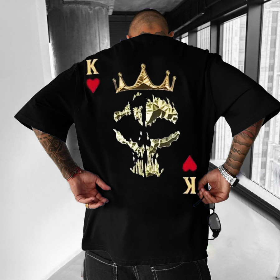 

Men's Oversized Playing Cards King Printed Casual T-shirt