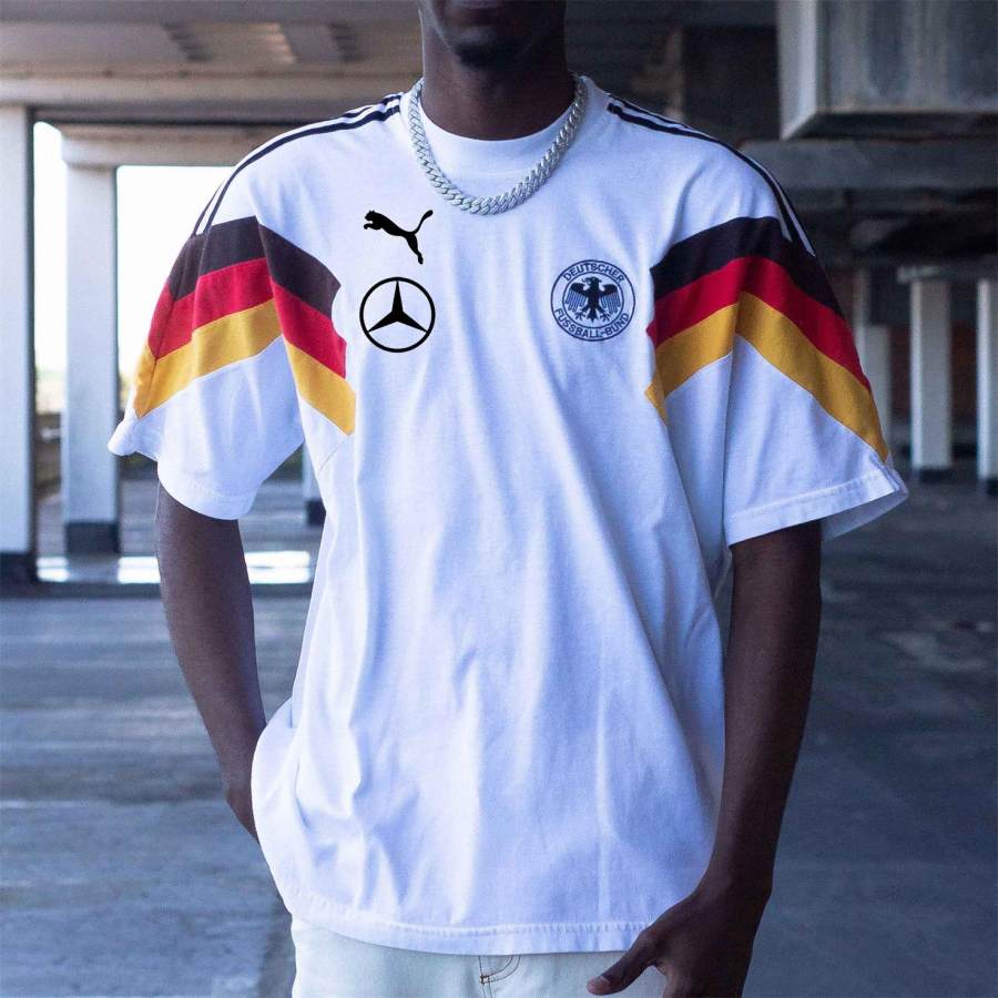 

Men's Home Football Germany Print Round Neck Short Sleeve Loose Oversized T-Shirt