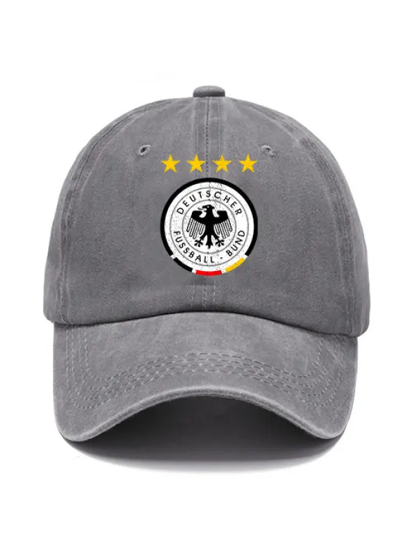 Germany Football Unisex Washed Cotton Sun Hat Vintage Print Casual Cap - Anrider.com 