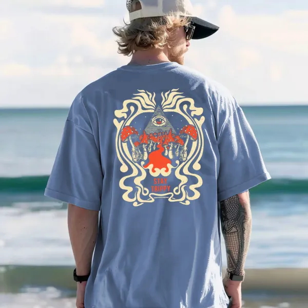 Retro Religious Print Seaside Vacation T-shirt - Wayrates.com 