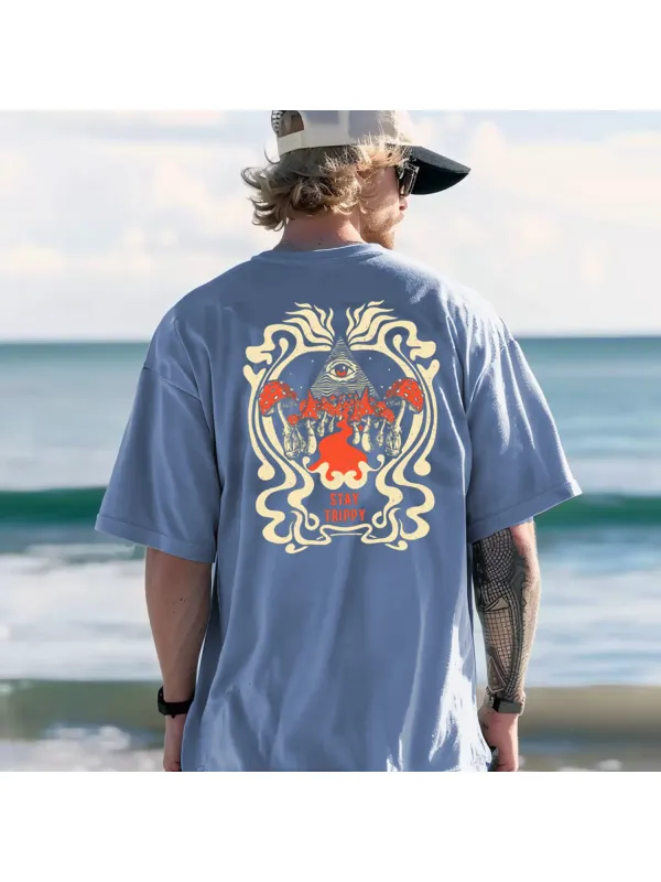 Retro Religious Print Seaside Vacation T-shirt - Anrider.com 