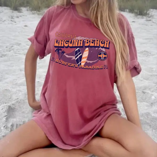 Summer Retro Surf Beach Vacation Casual T-shirt - Wayrates.com 