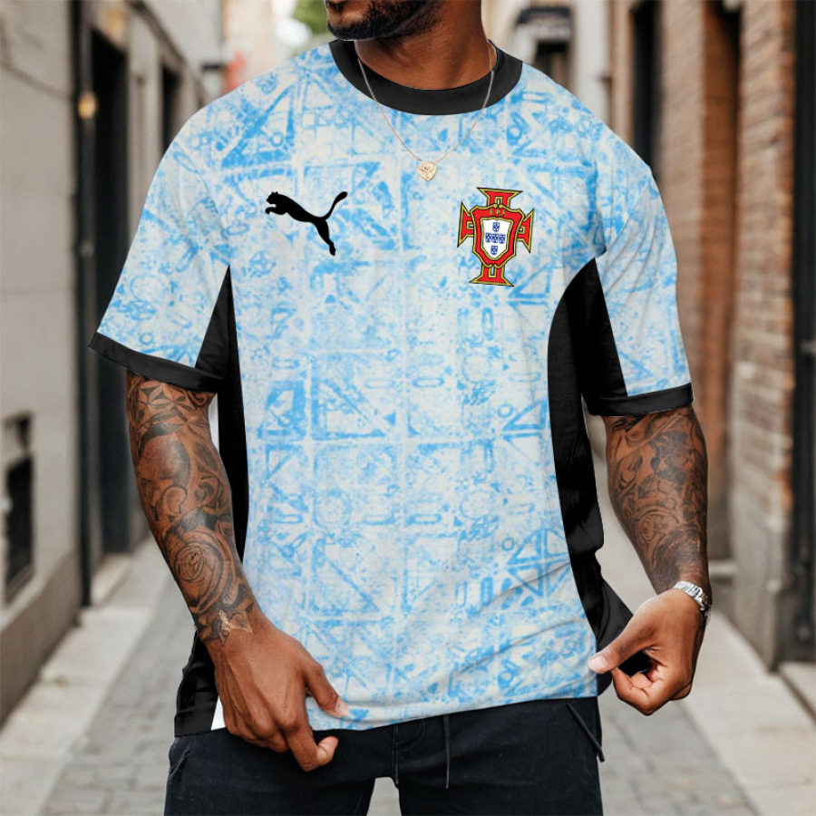 

Men's Portugal Football Print Loose Short Sleeve Oversized T-Shirt