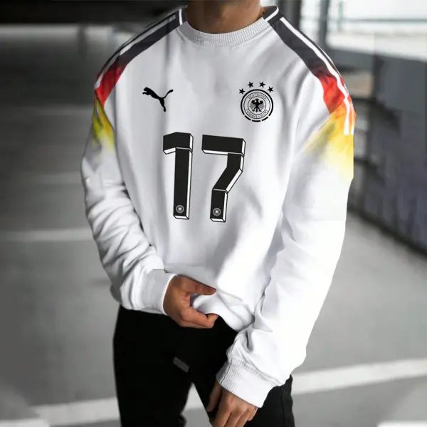 Men's Football Race Germany Printed Crew Neck Pullover Sweatshirt - Wayrates.com 