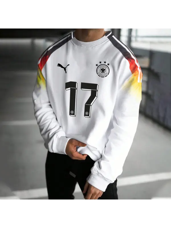 Men's Football Race Germany Printed Crew Neck Pullover Sweatshirt - Anrider.com 