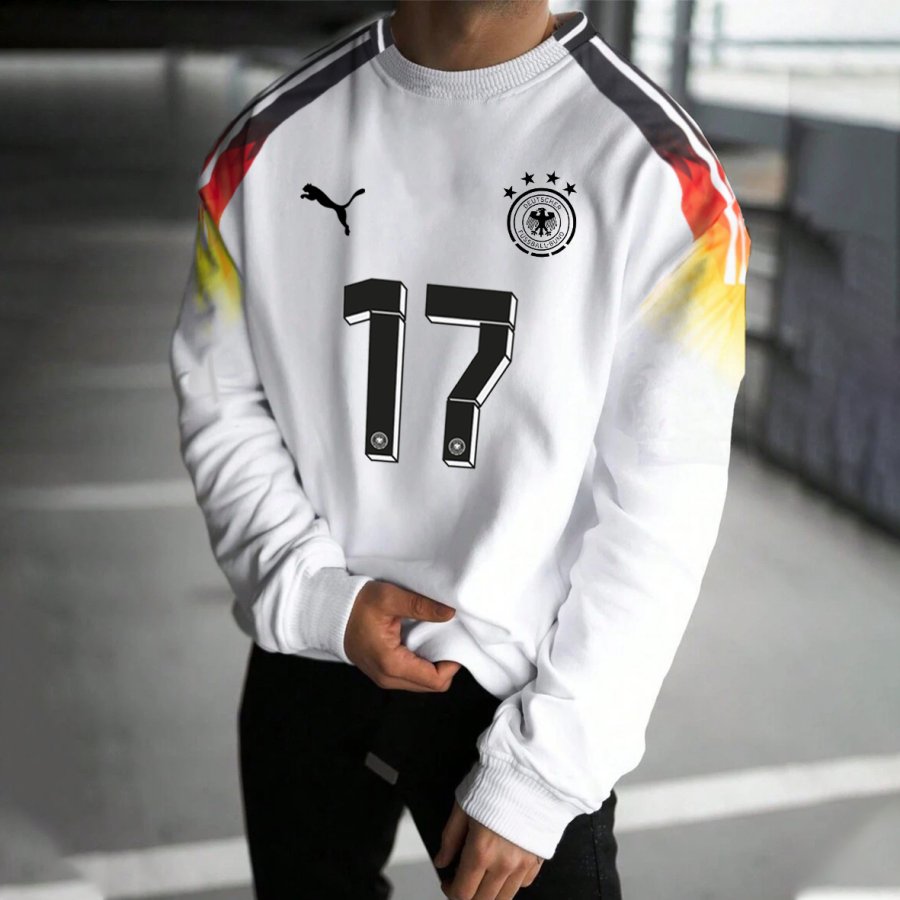 

Men's Football Race Germany Printed Crew Neck Pullover Sweatshirt