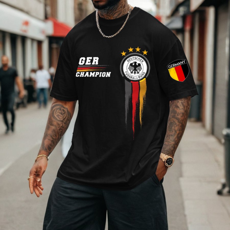 

Men's Football Race 2024 Germany Loose Short Sleeve Oversized T-Shirt