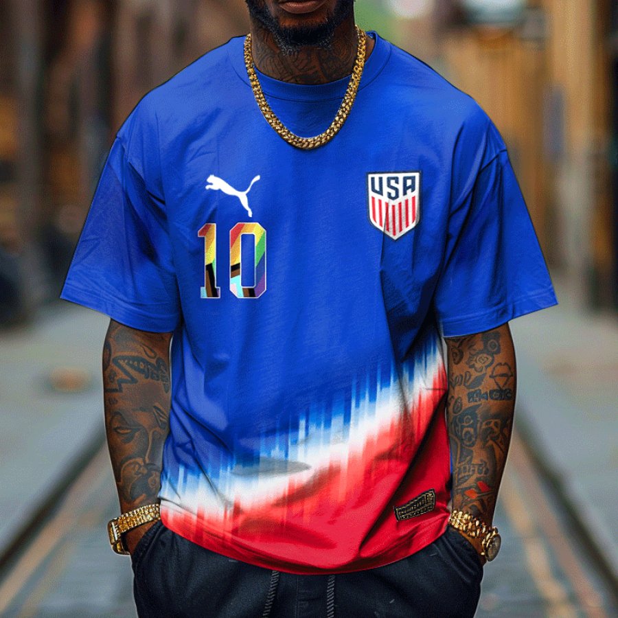 

America 2024 Football Race Loose Short Sleeve Oversize T-shirt