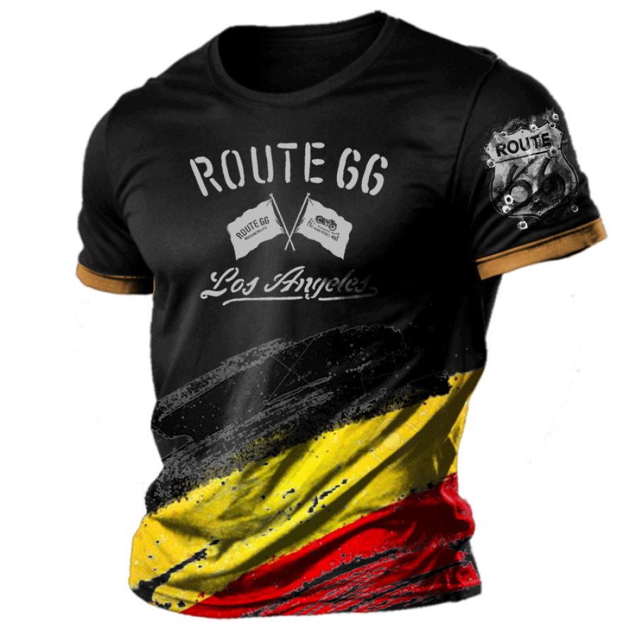 

Men's Route66 German Flag Patriot Outdoor Motorcycle Riding T-shirt