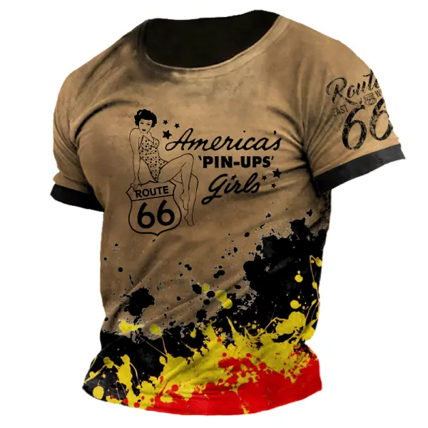 Men's Route66 German Flag Patriot Outdoor Motorcycle Riding T-shirt - Wayrates.com 