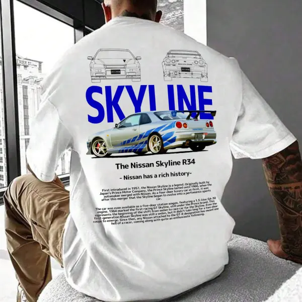 Men's Race Car Print Loose Short Sleeve Oversized T-Shirt - Wayrates.com 