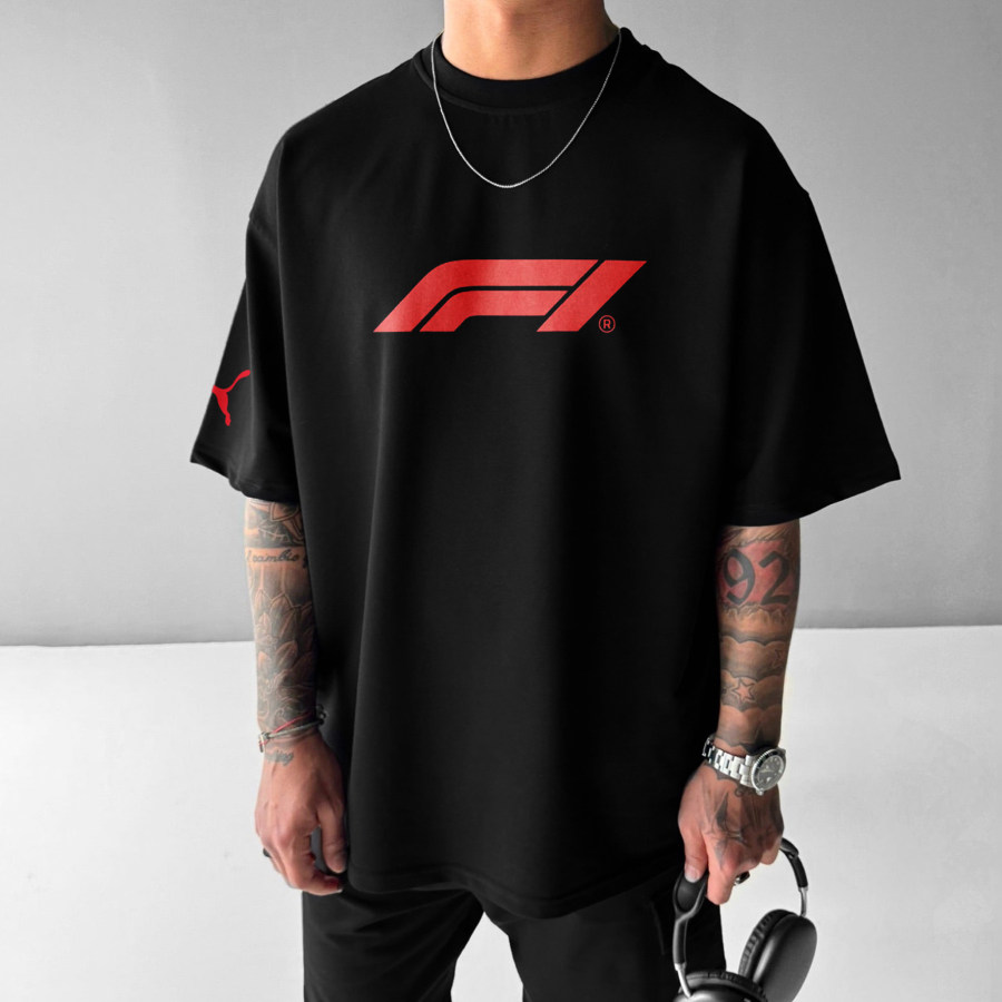 

Unisex Casual Oversized Racing Print T-Shirt