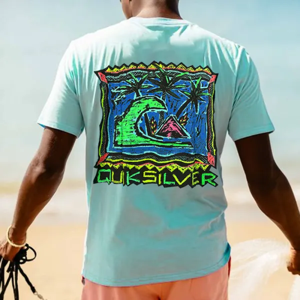 Men's Surf Print Short Sleeve Casual T-Shirt - Wayrates.com 