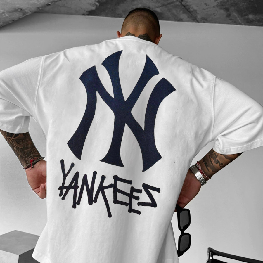 

Men's New York Baseball Print Casual Oversized T-Shirt